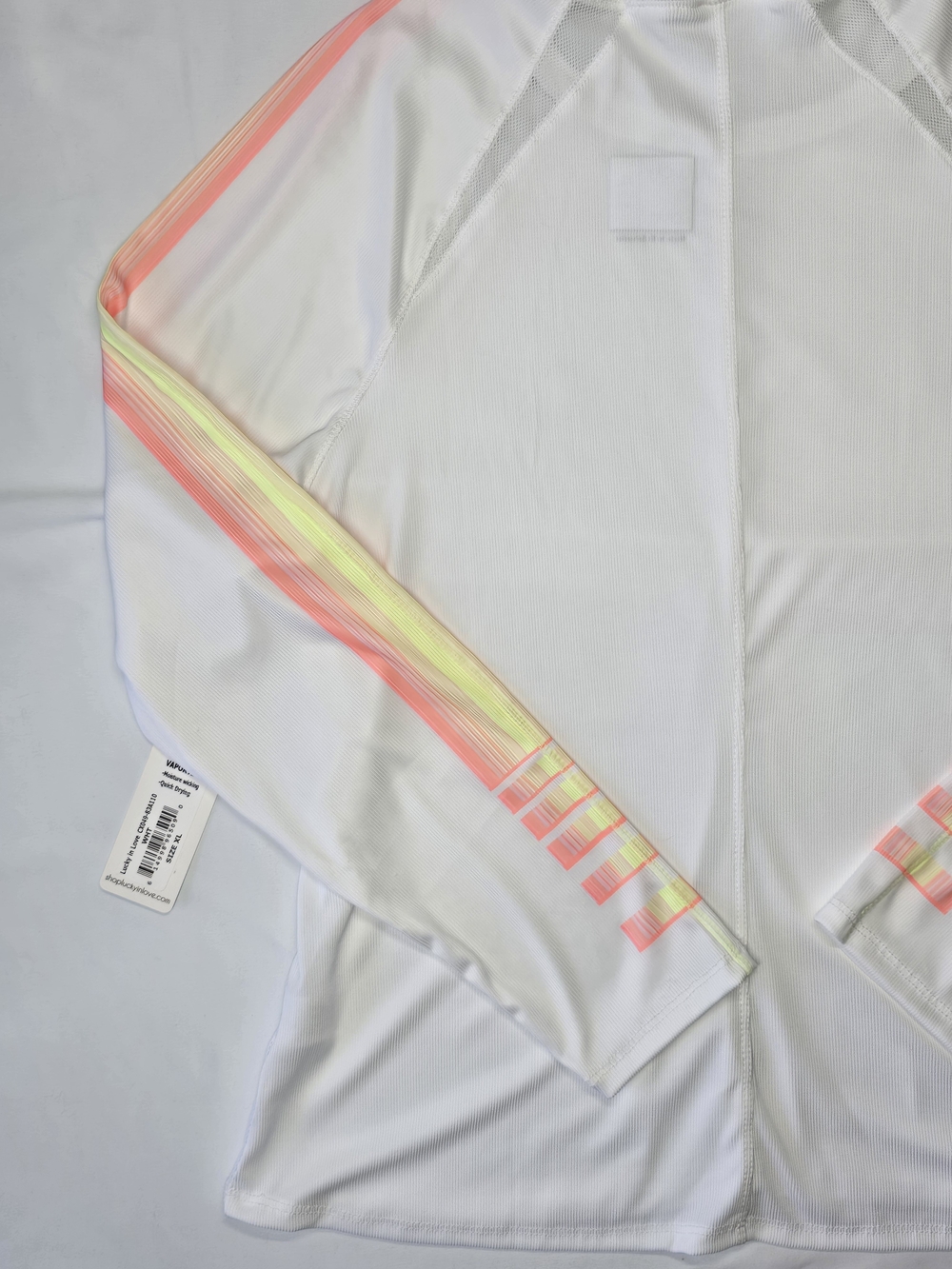 Lucky in Love VaporTex Neon Stripe Long Sleeve Activewear Top White XL NWT - Picture 8 of 13